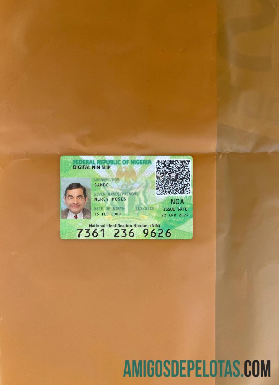 Nigeria Digital NIN Slip Card olhar de foto frente modelo